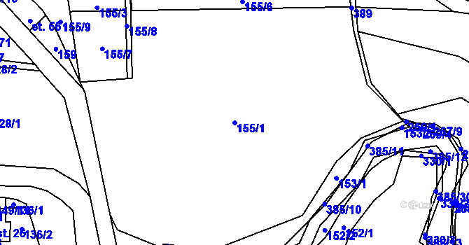 Parcela st. 155/1 v KÚ Rvenice, Katastrální mapa