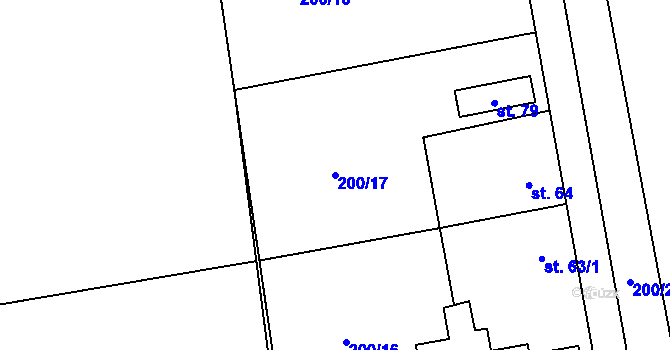 Parcela st. 200/17 v KÚ Rvenice, Katastrální mapa