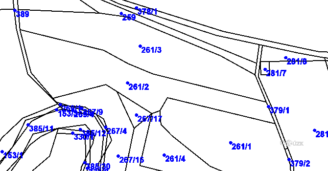 Parcela st. 261 v KÚ Rvenice, Katastrální mapa