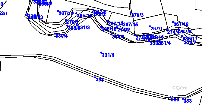 Parcela st. 331/1 v KÚ Rvenice, Katastrální mapa