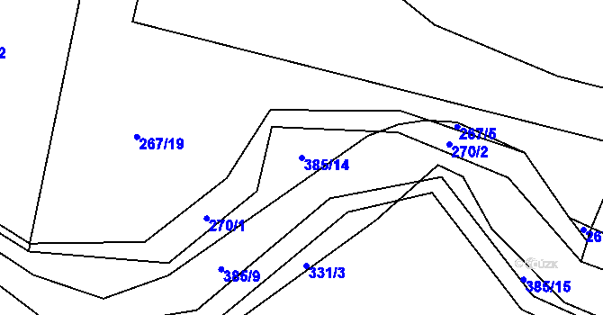 Parcela st. 385/14 v KÚ Rvenice, Katastrální mapa
