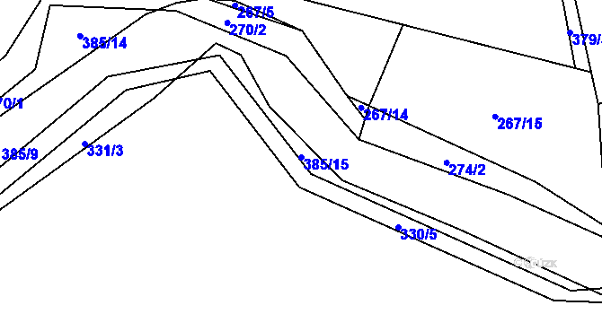 Parcela st. 385/15 v KÚ Rvenice, Katastrální mapa