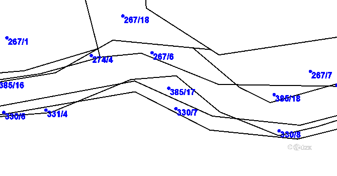Parcela st. 385/17 v KÚ Rvenice, Katastrální mapa