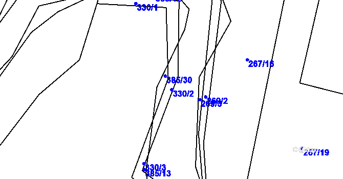 Parcela st. 330/2 v KÚ Rvenice, Katastrální mapa