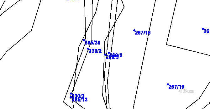 Parcela st. 269/3 v KÚ Rvenice, Katastrální mapa