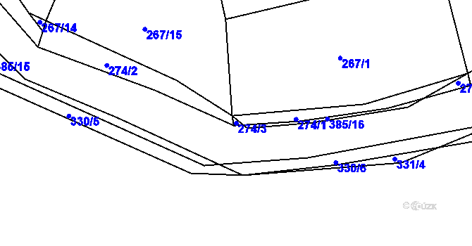 Parcela st. 274/3 v KÚ Rvenice, Katastrální mapa