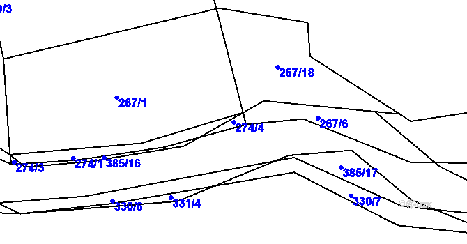 Parcela st. 274/4 v KÚ Rvenice, Katastrální mapa
