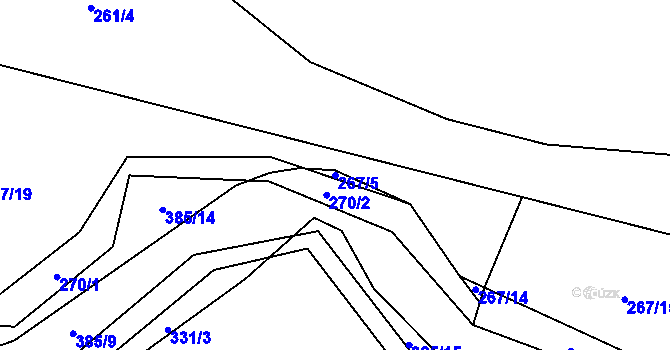 Parcela st. 267/5 v KÚ Rvenice, Katastrální mapa