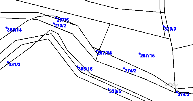 Parcela st. 267/14 v KÚ Rvenice, Katastrální mapa