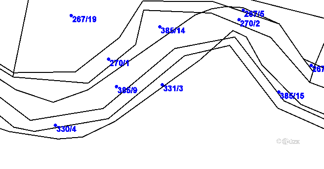Parcela st. 331/3 v KÚ Rvenice, Katastrální mapa