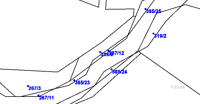 Parcela st. 318/8 v KÚ Rvenice, Katastrální mapa