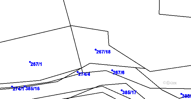 Parcela st. 267/18 v KÚ Rvenice, Katastrální mapa