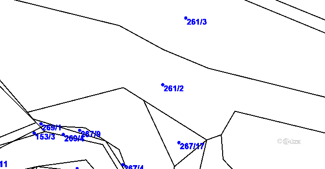Parcela st. 261/2 v KÚ Rvenice, Katastrální mapa