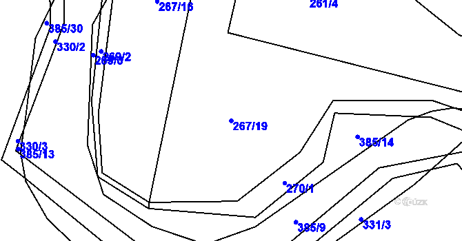 Parcela st. 267/19 v KÚ Rvenice, Katastrální mapa