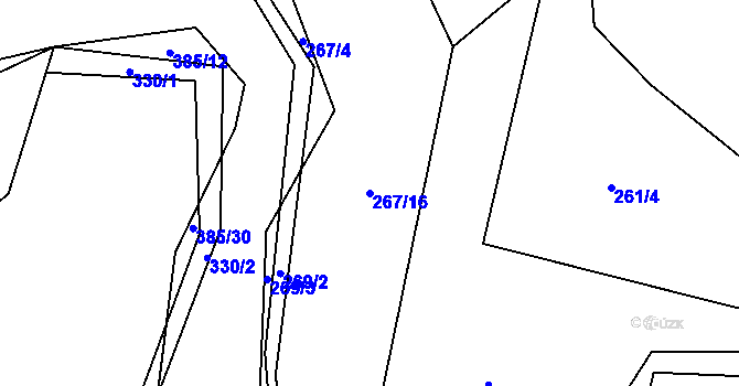 Parcela st. 267/16 v KÚ Rvenice, Katastrální mapa