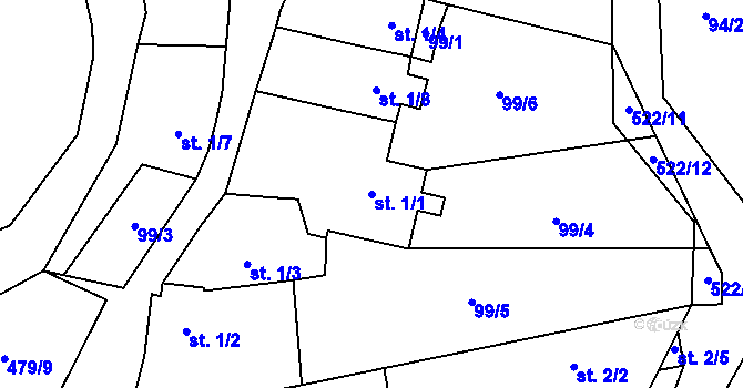 Parcela st. 1/1 v KÚ Seménkovice, Katastrální mapa