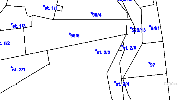 Parcela st. 2/2 v KÚ Seménkovice, Katastrální mapa