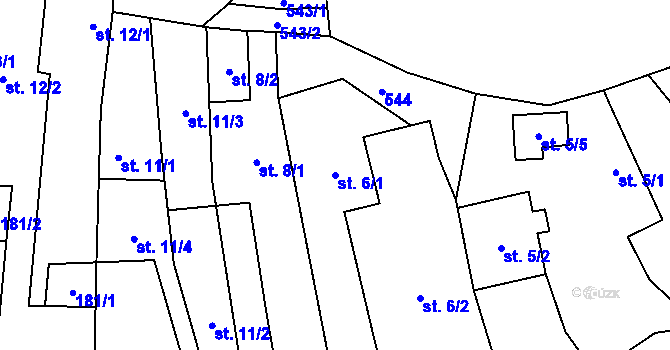 Parcela st. 6/1 v KÚ Seménkovice, Katastrální mapa