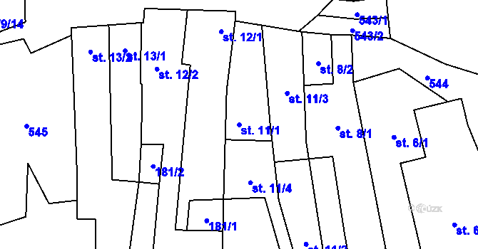 Parcela st. 11/1 v KÚ Seménkovice, Katastrální mapa