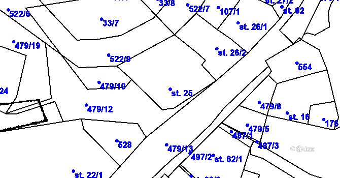 Parcela st. 25 v KÚ Seménkovice, Katastrální mapa