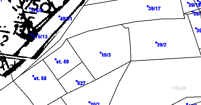 Parcela st. 19/3 v KÚ Seménkovice, Katastrální mapa