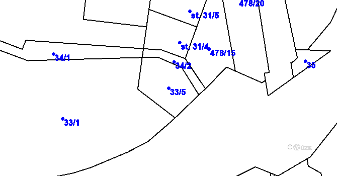 Parcela st. 33/5 v KÚ Seménkovice, Katastrální mapa