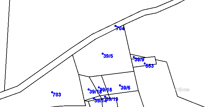 Parcela st. 39/5 v KÚ Seménkovice, Katastrální mapa