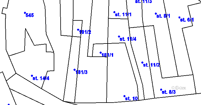 Parcela st. 181/1 v KÚ Seménkovice, Katastrální mapa