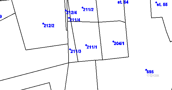 Parcela st. 211/1 v KÚ Seménkovice, Katastrální mapa