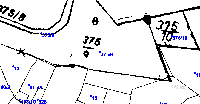Parcela st. 375/9 v KÚ Seménkovice, Katastrální mapa