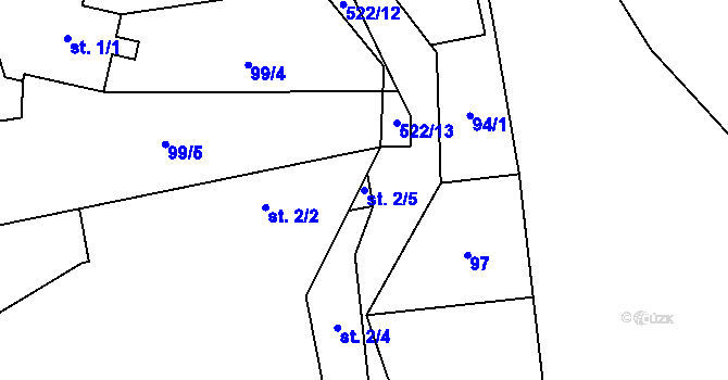 Parcela st. 2/5 v KÚ Seménkovice, Katastrální mapa