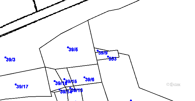 Parcela st. 39/9 v KÚ Seménkovice, Katastrální mapa