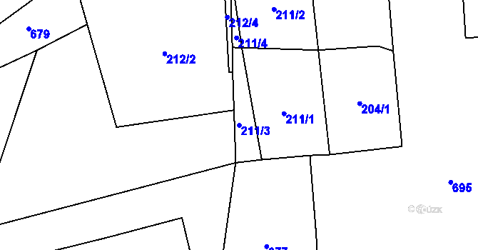 Parcela st. 211/3 v KÚ Seménkovice, Katastrální mapa