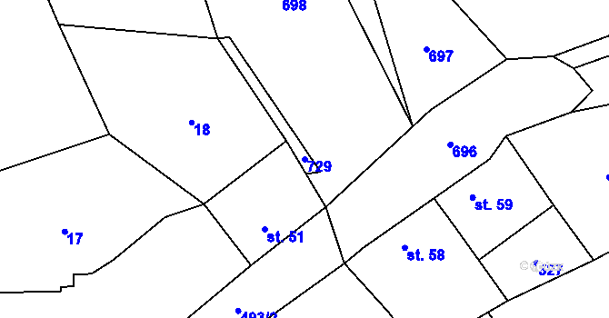 Parcela st. 729 v KÚ Seménkovice, Katastrální mapa