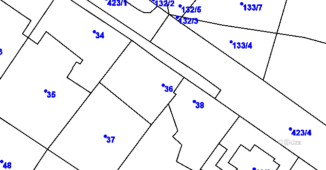 Parcela st. 36 v KÚ Semice nad Labem, Katastrální mapa