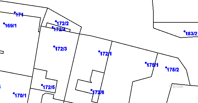 Parcela st. 173 v KÚ Semice nad Labem, Katastrální mapa