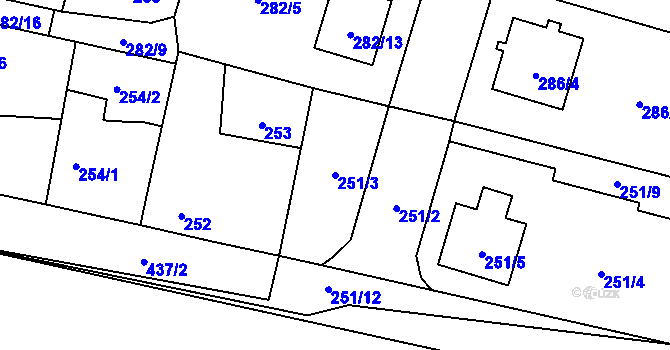Parcela st. 251/3 v KÚ Semice nad Labem, Katastrální mapa