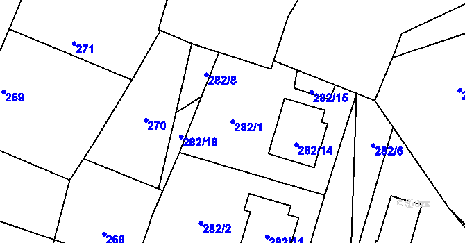 Parcela st. 282/1 v KÚ Semice nad Labem, Katastrální mapa