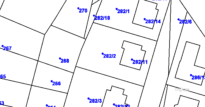Parcela st. 282/2 v KÚ Semice nad Labem, Katastrální mapa