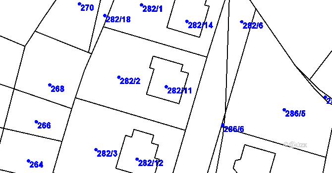 Parcela st. 282/11 v KÚ Semice nad Labem, Katastrální mapa