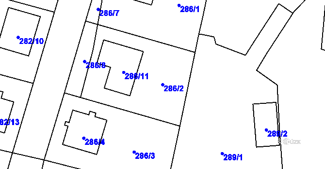Parcela st. 286/2 v KÚ Semice nad Labem, Katastrální mapa