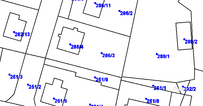 Parcela st. 286/3 v KÚ Semice nad Labem, Katastrální mapa