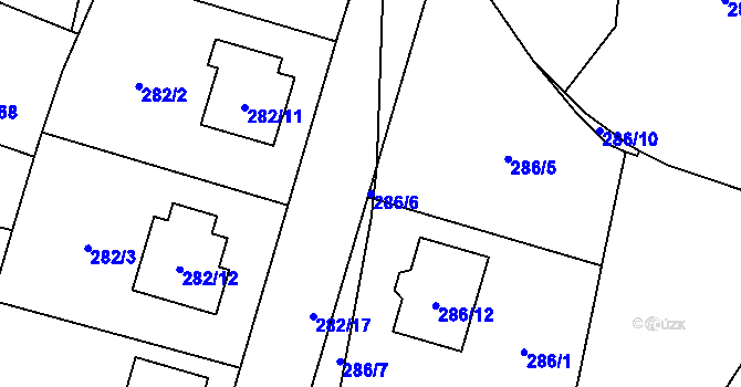 Parcela st. 286/6 v KÚ Semice nad Labem, Katastrální mapa