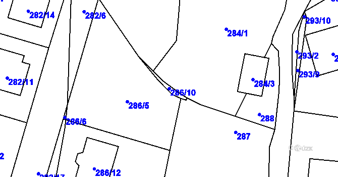 Parcela st. 286/10 v KÚ Semice nad Labem, Katastrální mapa