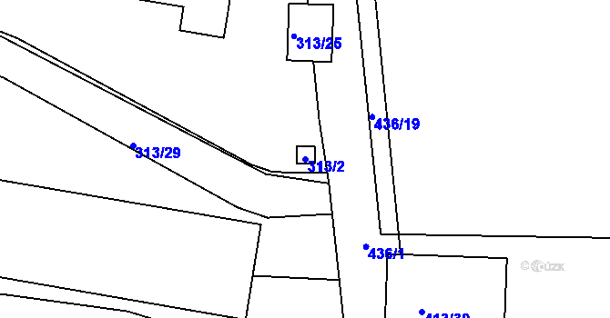 Parcela st. 313/2 v KÚ Semice nad Labem, Katastrální mapa