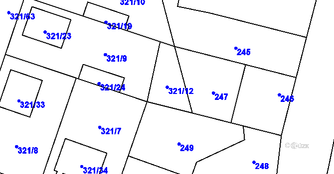 Parcela st. 321/12 v KÚ Semice nad Labem, Katastrální mapa