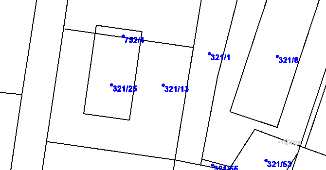 Parcela st. 321/13 v KÚ Semice nad Labem, Katastrální mapa