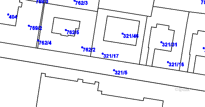 Parcela st. 321/17 v KÚ Semice nad Labem, Katastrální mapa