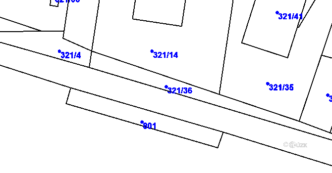 Parcela st. 321/36 v KÚ Semice nad Labem, Katastrální mapa