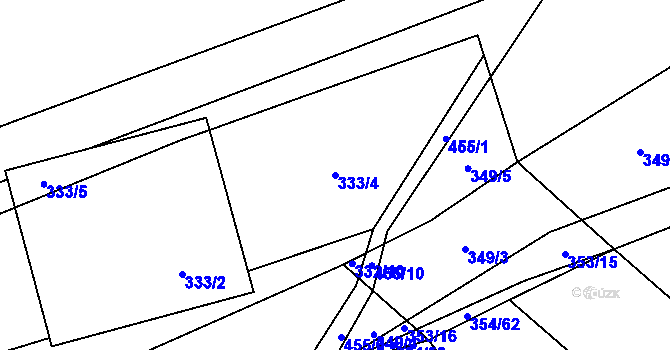 Parcela st. 333/4 v KÚ Semice nad Labem, Katastrální mapa